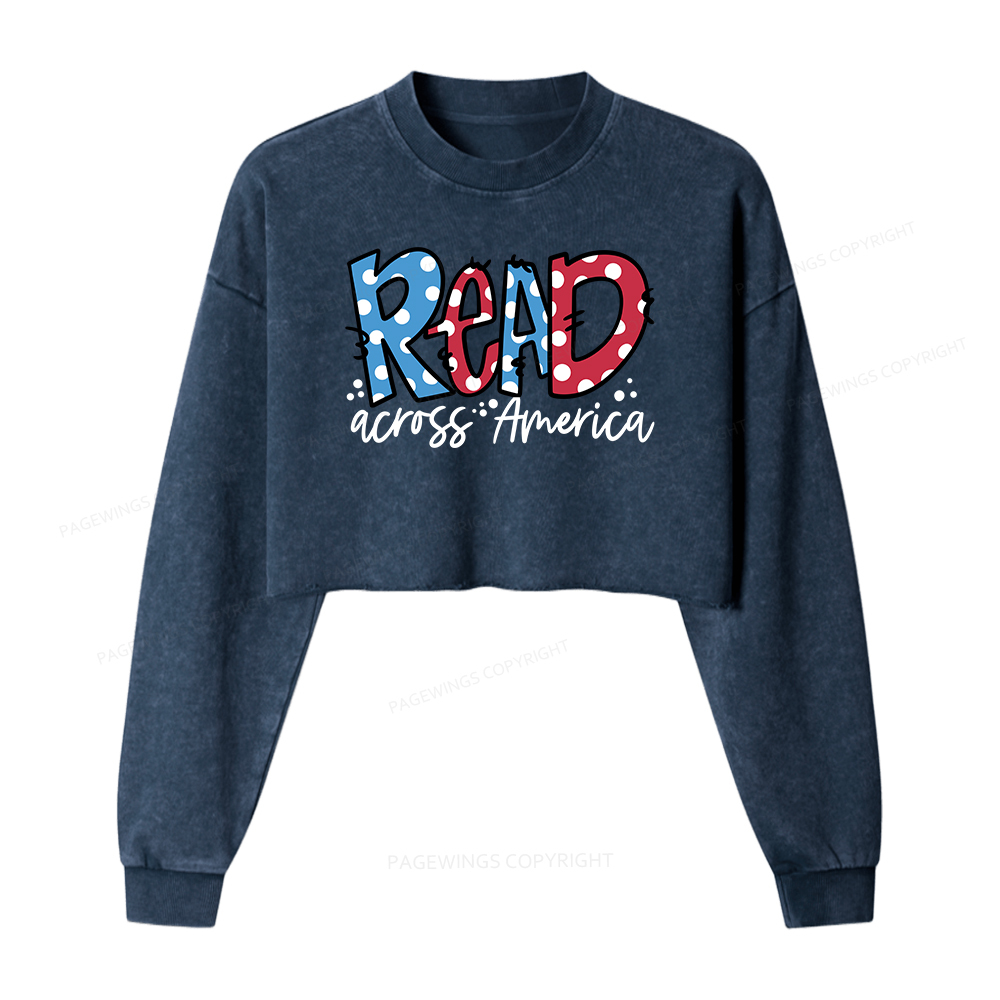 Pagewings Read Across America Washed Crop Sweatshirt
