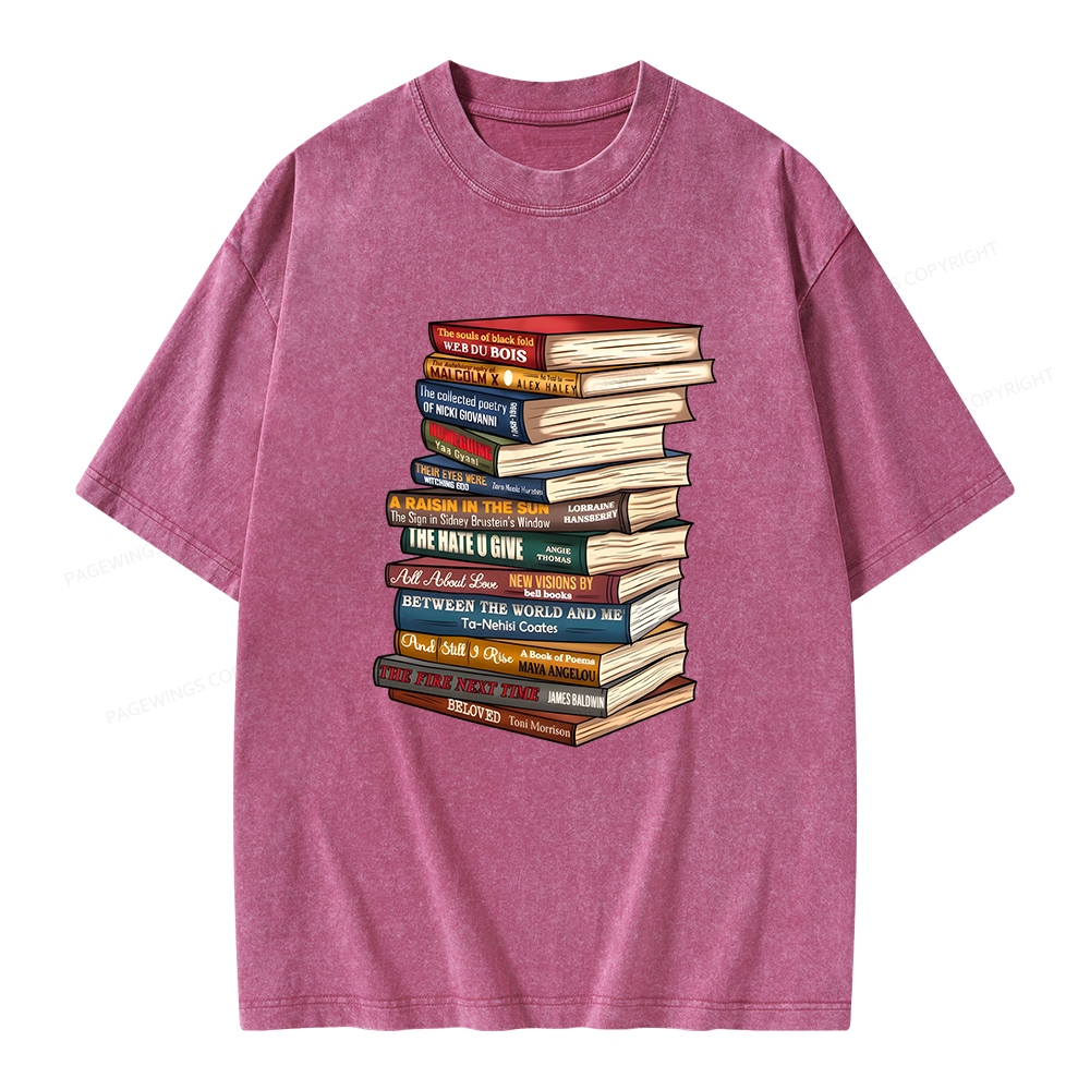 Pagewings Black History Month Books Unisex Washed T-shirt