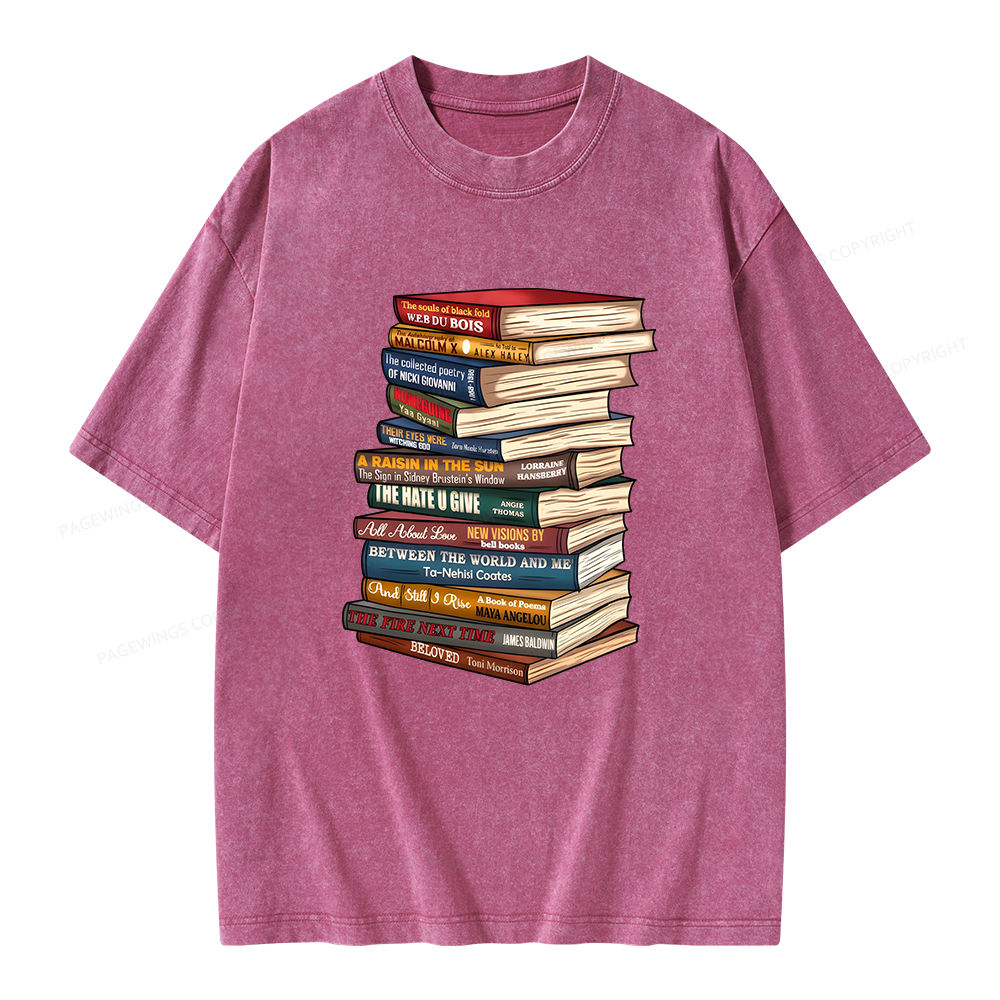 Pagewings Black History Month Books Unisex Washed T-shirt