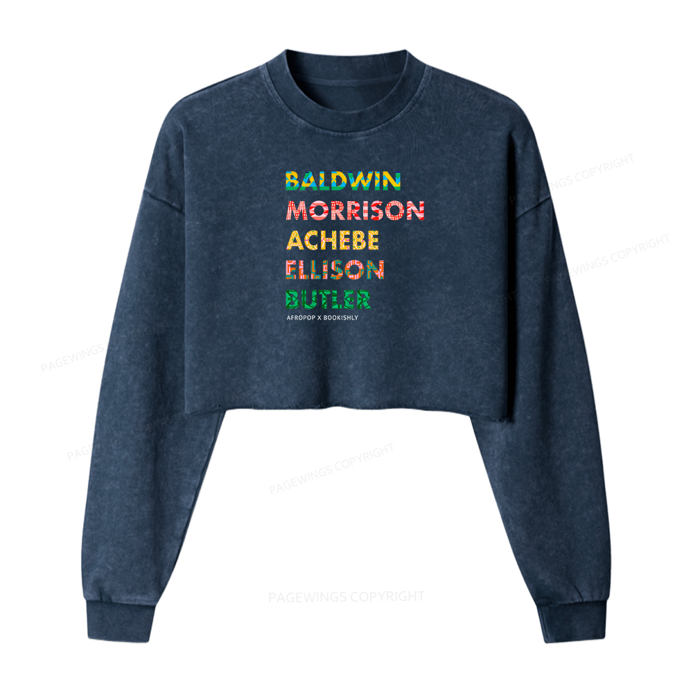 Pagewings Afropop X Bookishly Washed Crop Sweatshirt
