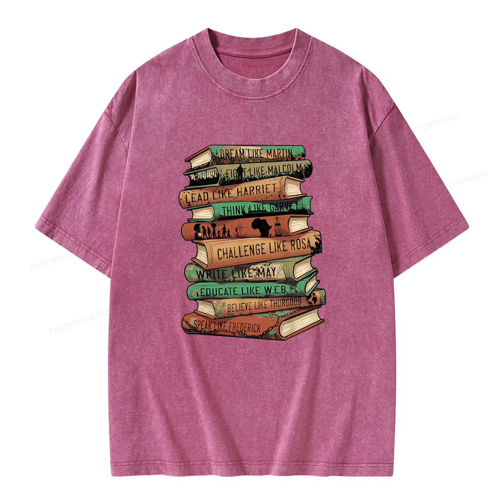 Pagewings Black History Month Books Unisex Washed T-shirt