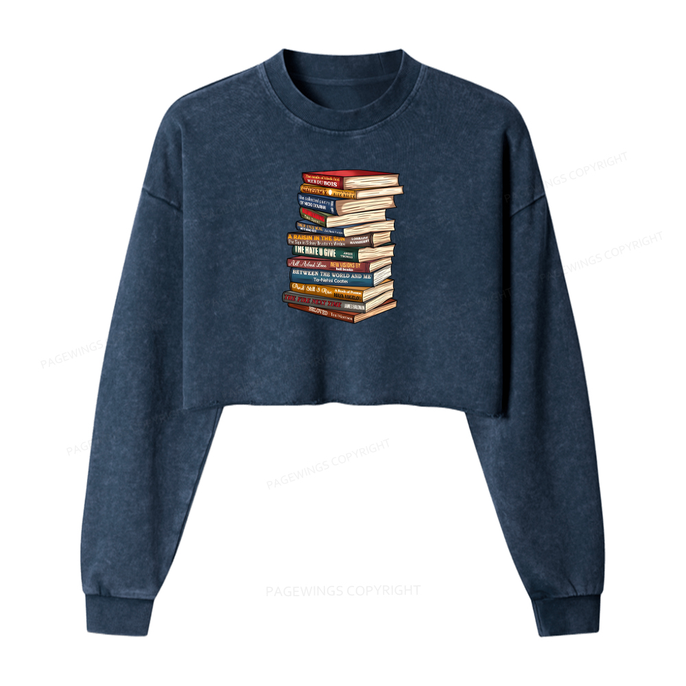 Pagewings Black History Month Books Washed Crop Sweatshirt