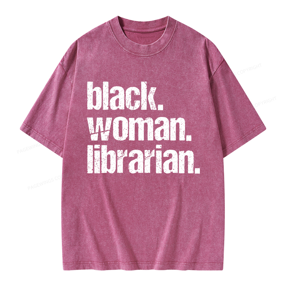 Pagewings Black Woman Librarian Unisex Washed T-shirt