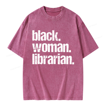 Pagewings Black Woman Librarian Unisex Washed T-shirt