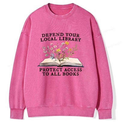 Pagewings Books Save Lives Protect Libraries Unisex Washed Sweatshirt