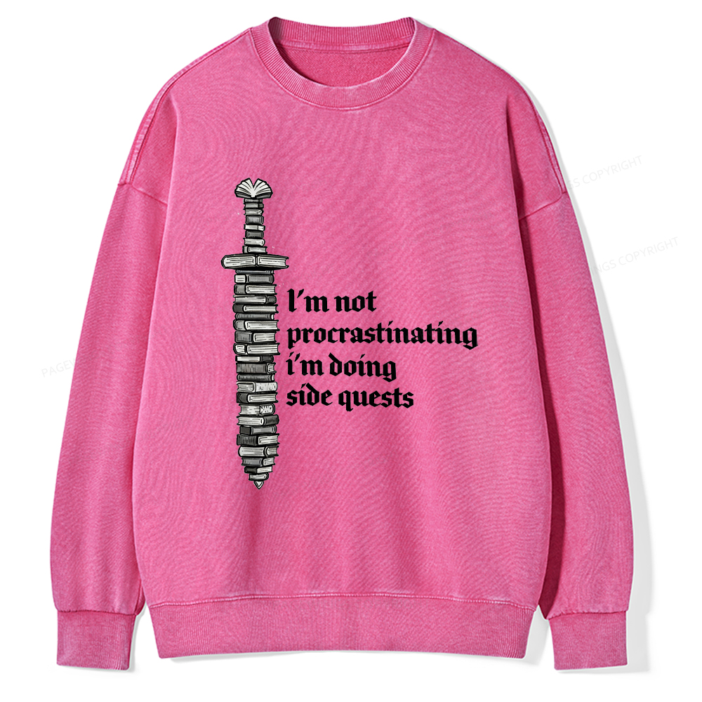 Pagewings I'm Doing Side Quests Unisex Washed Sweatshirt