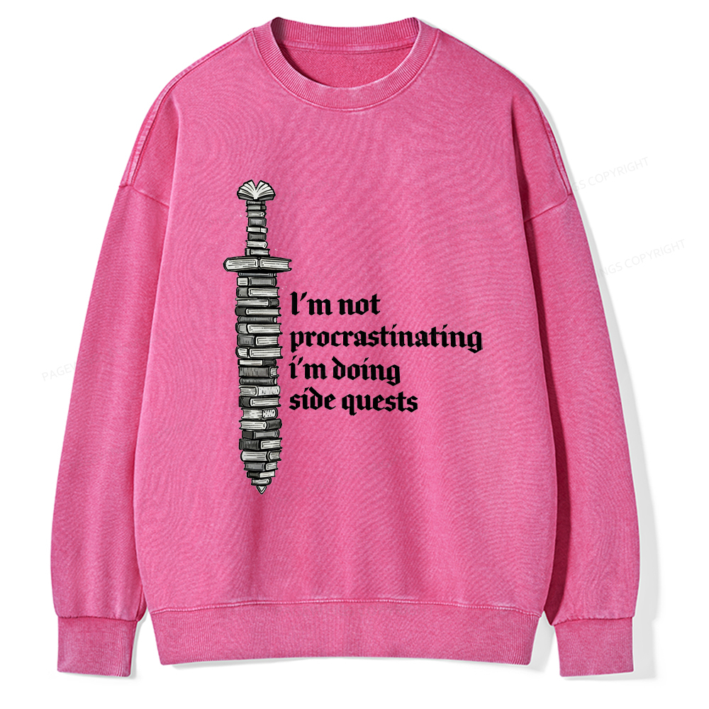 Pagewings I'm Doing Side Quests Unisex Washed Sweatshirt
