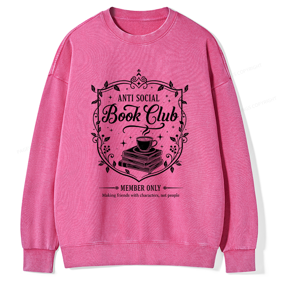 Pagewings Anti Social Book Club Unisex Washed Sweatshirt