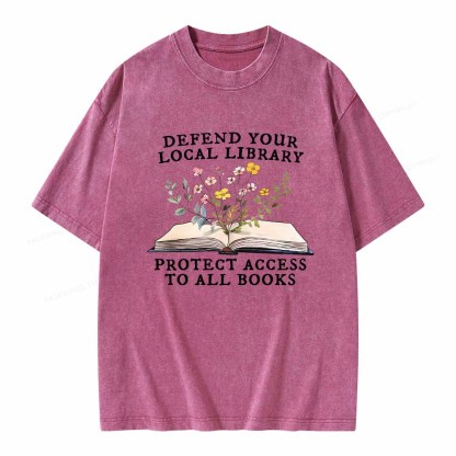 Pagewings Books Save Lives Protect Libraries Unisex Washed T-shirt