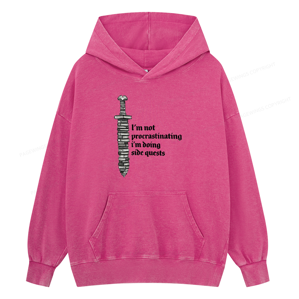 Pagewings I'm Doing Side Quests Unisex Washed Hoodie
