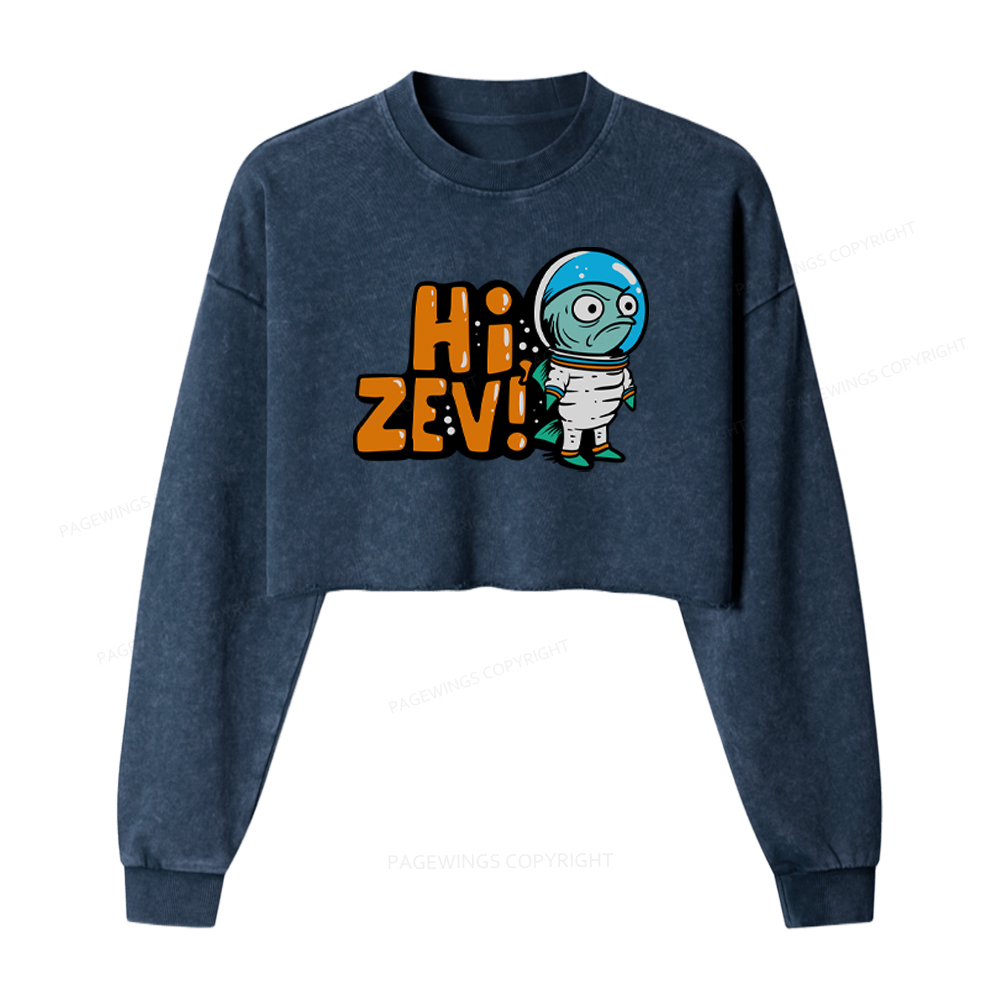 Pagewings Sci-Fi Book Lover Washed Crop Sweatshirt