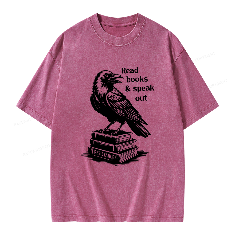 Pagewings Read Books Speak Out Unisex Washed T-shirt