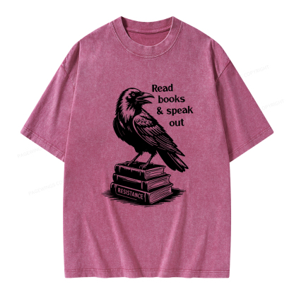 Pagewings Read Books Speak Out Unisex Washed T-shirt