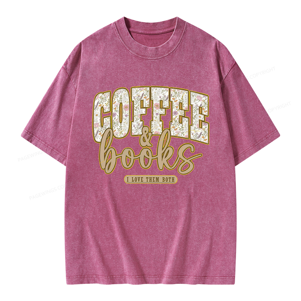 Pagewings Coffee and Books Unisex Washed T-shirt