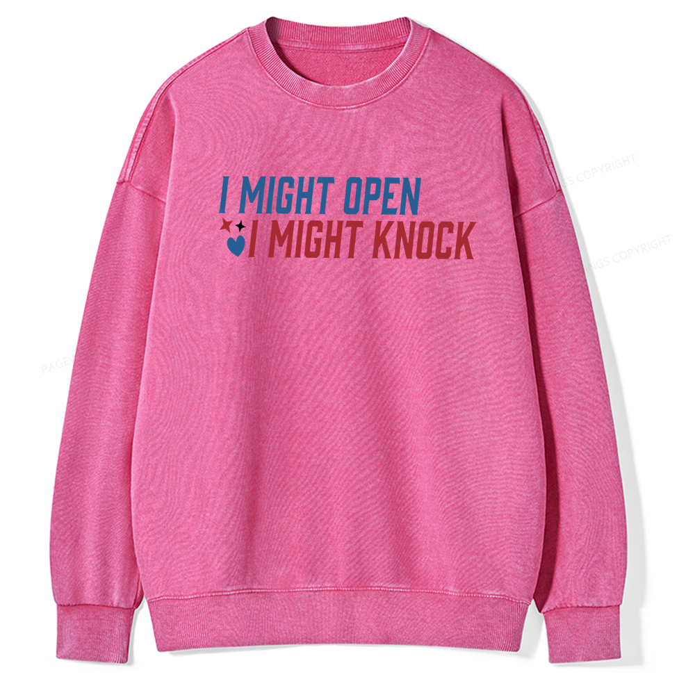Pagewings I Might Knock Unisex Washed Sweatshirt