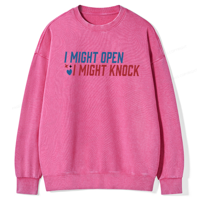 Pagewings I Might Knock Unisex Washed Sweatshirt