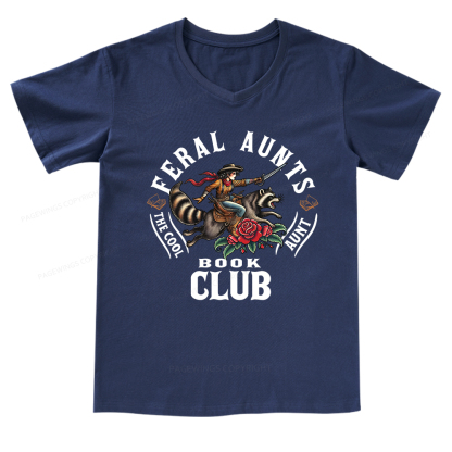 Pagewings Feral Aunt Social Book Club V-neck T-shirt