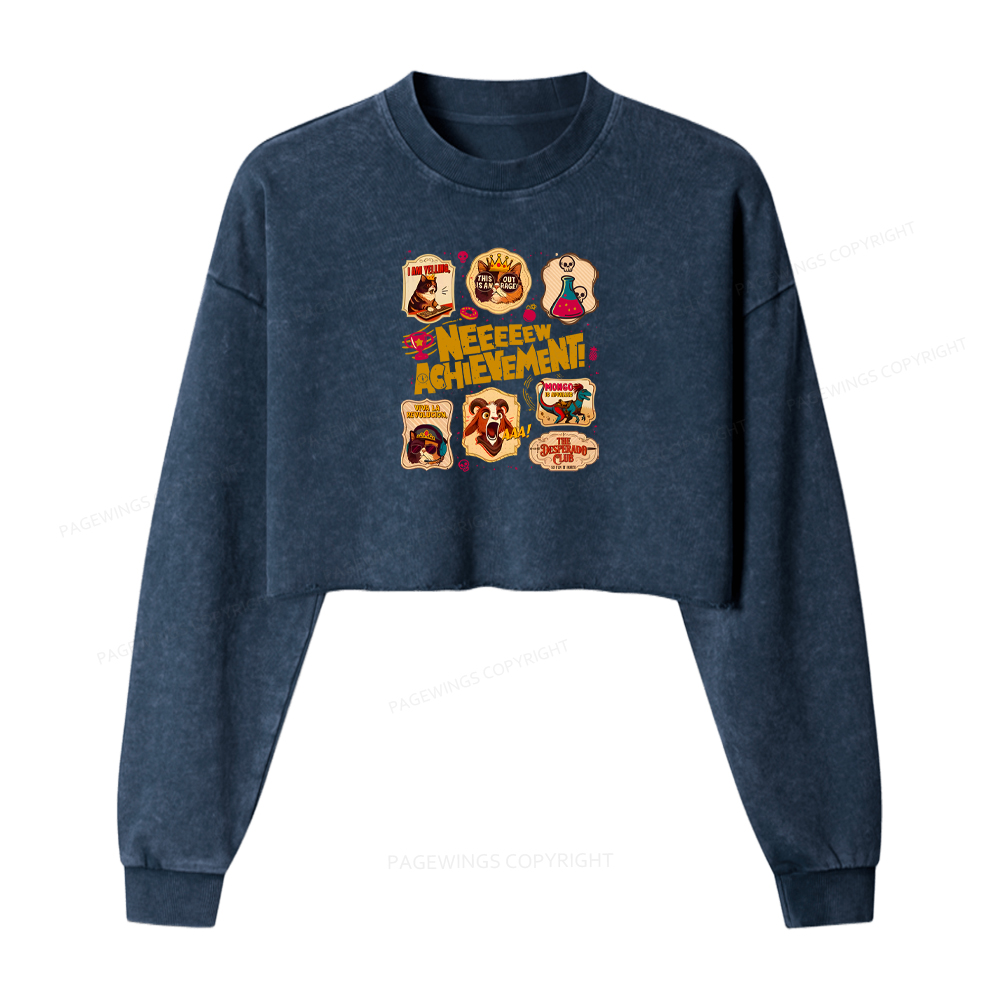 Pagewings Sci-Fi Book Lovers Washed Crop Sweatshirt