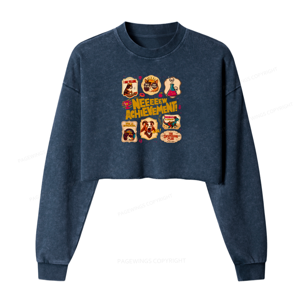 Pagewings Sci-Fi Book Lovers Washed Crop Sweatshirt