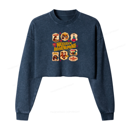 Pagewings Sci-Fi Book Lovers Washed Crop Sweatshirt