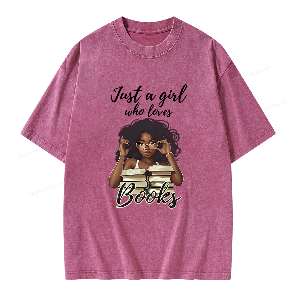 Pagewings Black Girl Reading Unisex Washed T-shirt