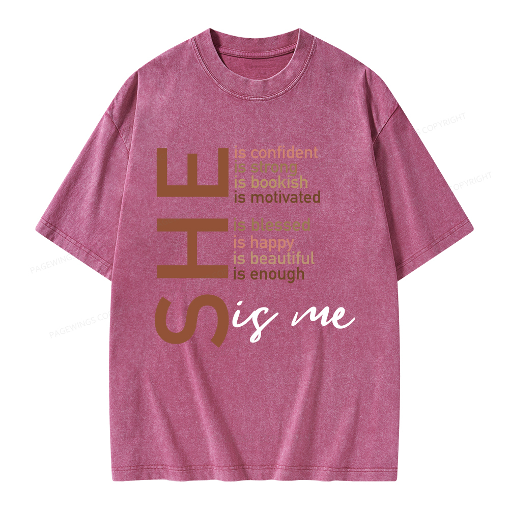 Pagewings Black Women She Is Me Unisex Washed T-shirt