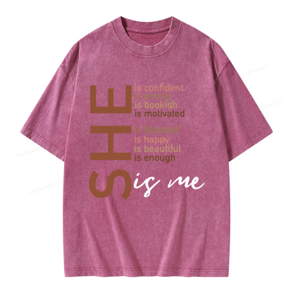 Pagewings Black Women She Is Me Unisex Washed T-shirt