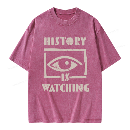 Pagewings History Is Watching Unisex Washed T-shirt