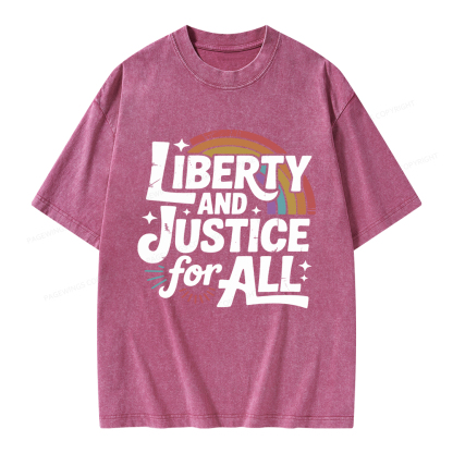 Pagewings Liberty And Justice For All Unisex Washed T-shirt