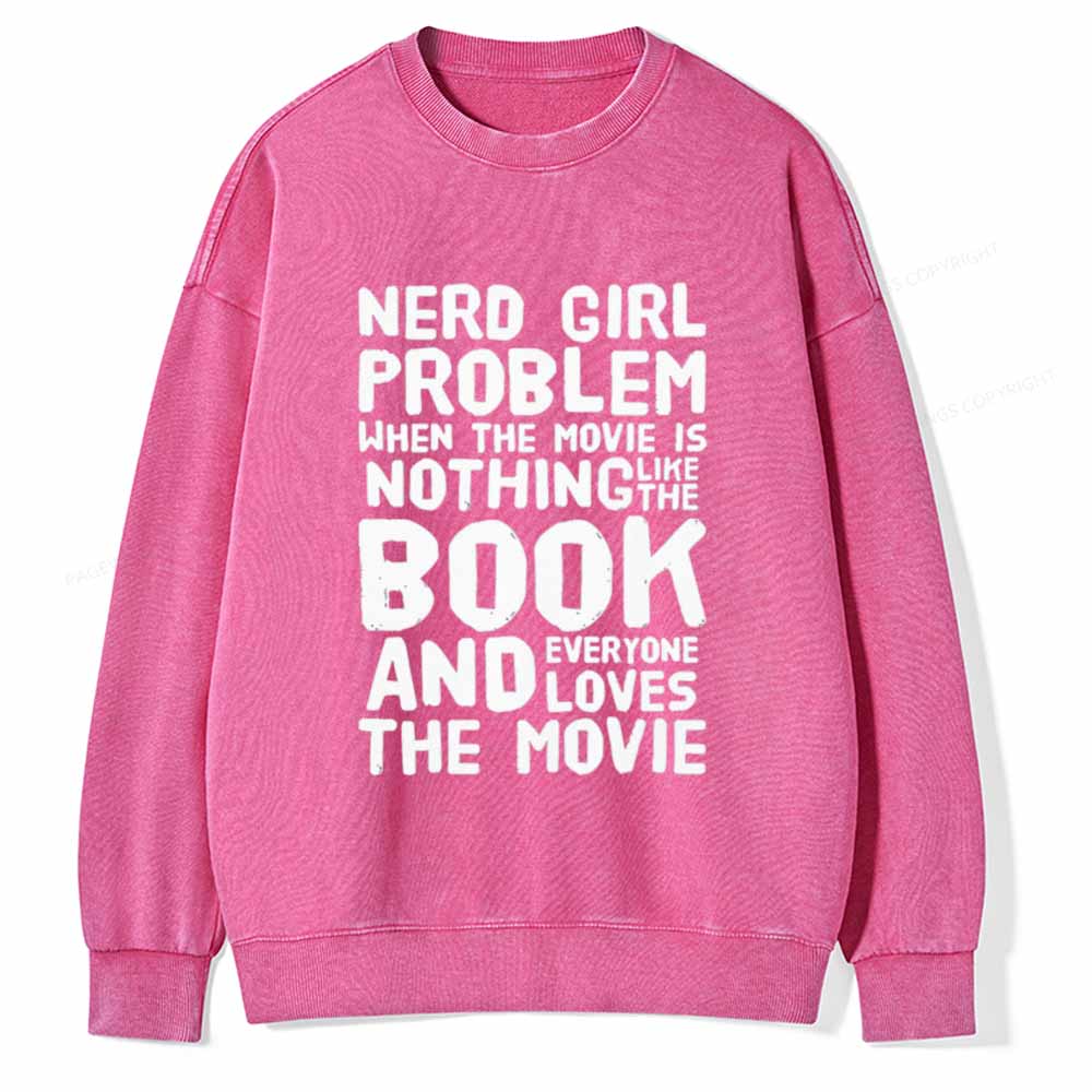 Pagewings NERD GIRL PROBLEM Unisex Washed Sweatshirt