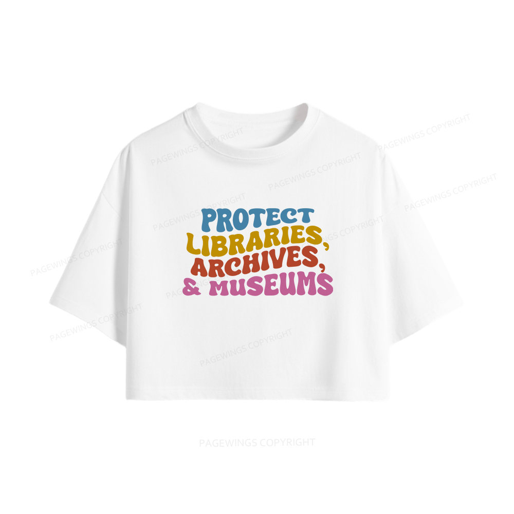 Pagewings Protect Libraries Archives And Museums Women Crop Tops