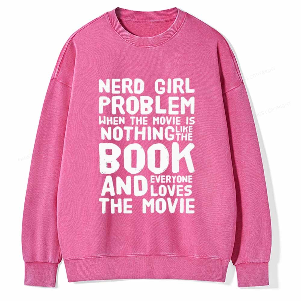 Pagewings NERD GIRL PROBLEM Unisex Washed Sweatshirt