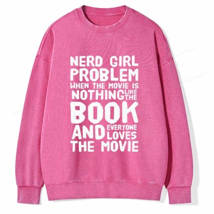 Pagewings NERD GIRL PROBLEM Unisex Washed Sweatshirt