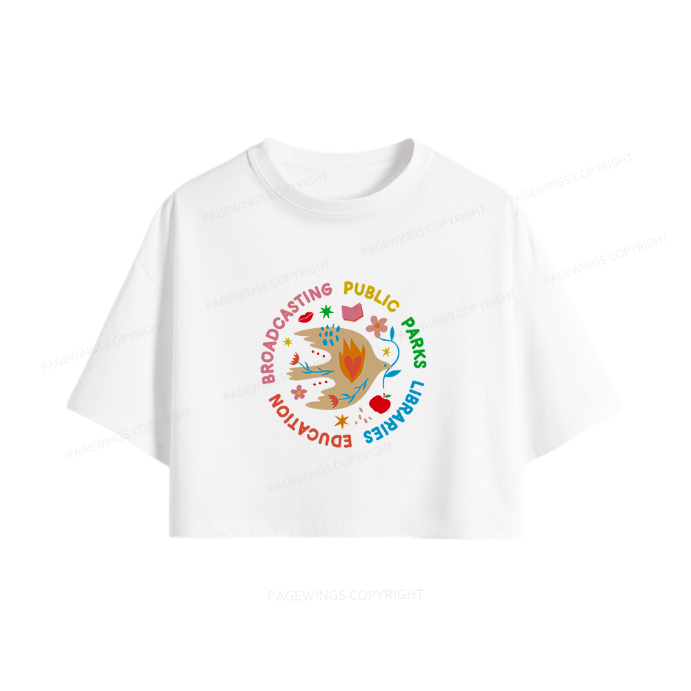Pagewings Public Parks Libraries Education Broadcasting Women Crop Tops