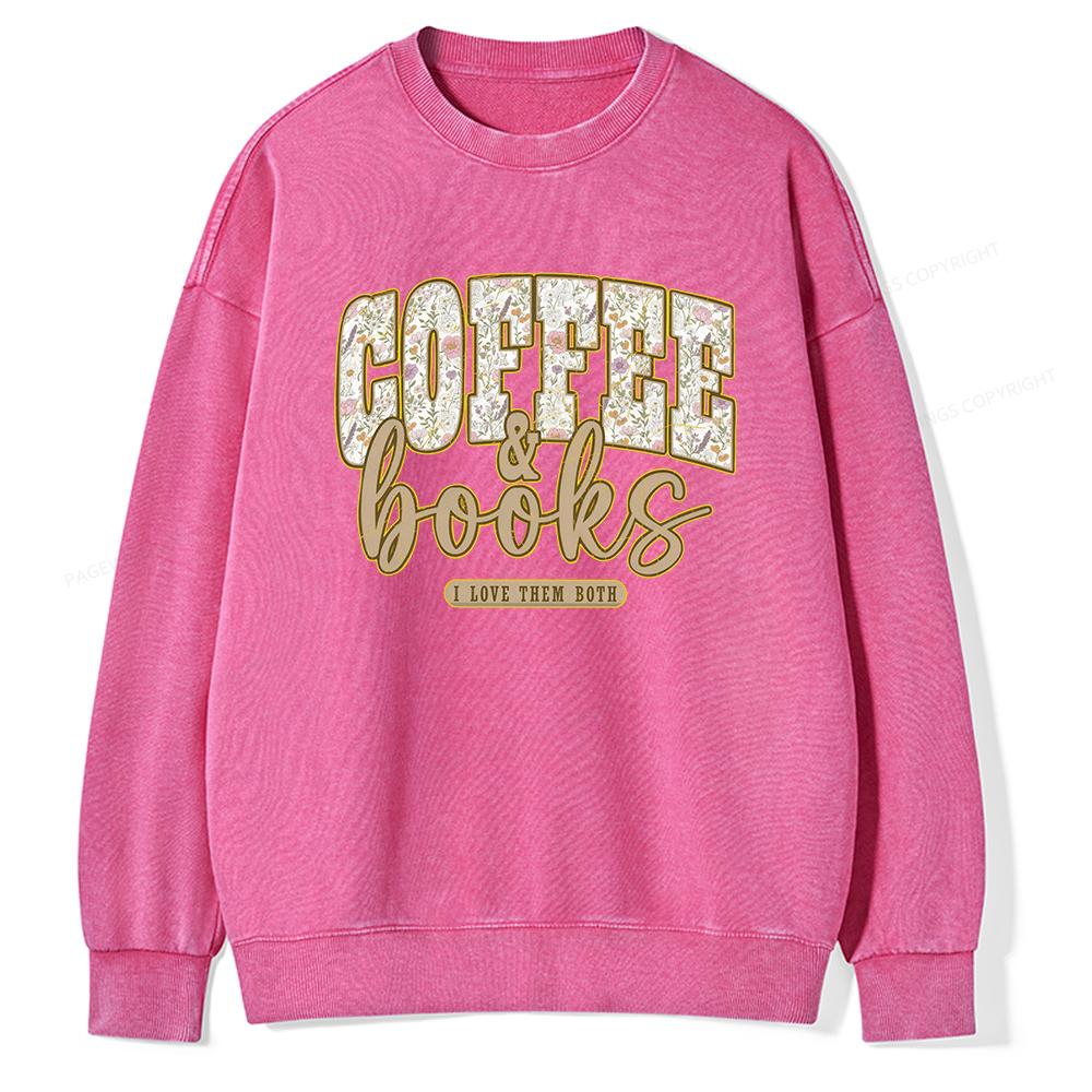 Pagewings Coffee And Books Washed Sweatshirt