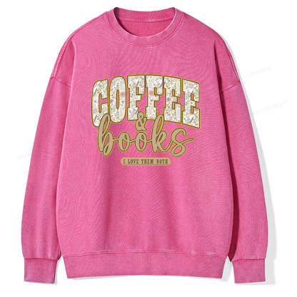 Pagewings Coffee And Books Washed Sweatshirt