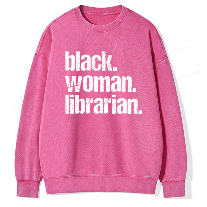 Pagewings Black Woman Librarian Washed Sweatshirt