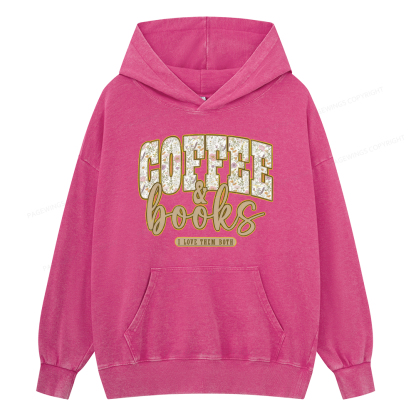 Pagewings Coffee And Books Unisex Washed Hoodie