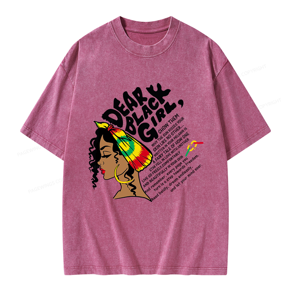 Pagewings Dear Black Girl Unisex Washed T-shirt