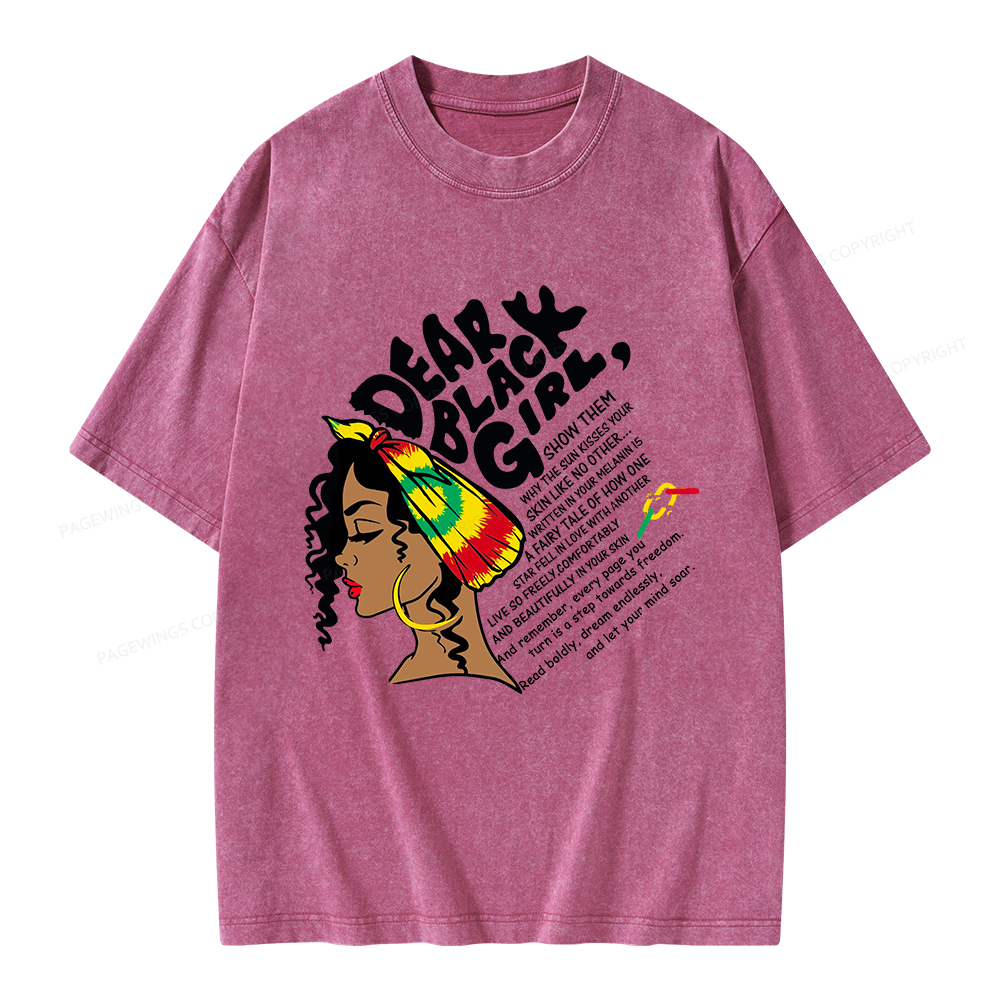 Pagewings Dear Black Girl Unisex Washed T-shirt