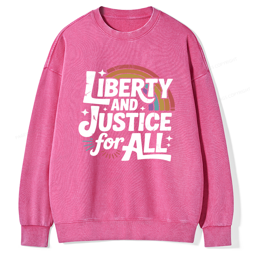 Pagewings Liberty And Justice For All Washed Sweatshirt