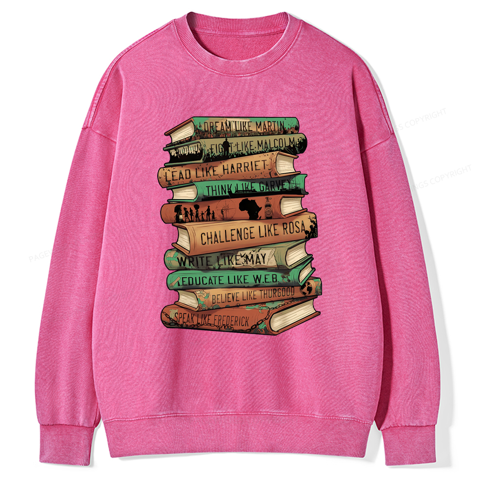 Pagewings Black History Month Books Washed Sweatshirt