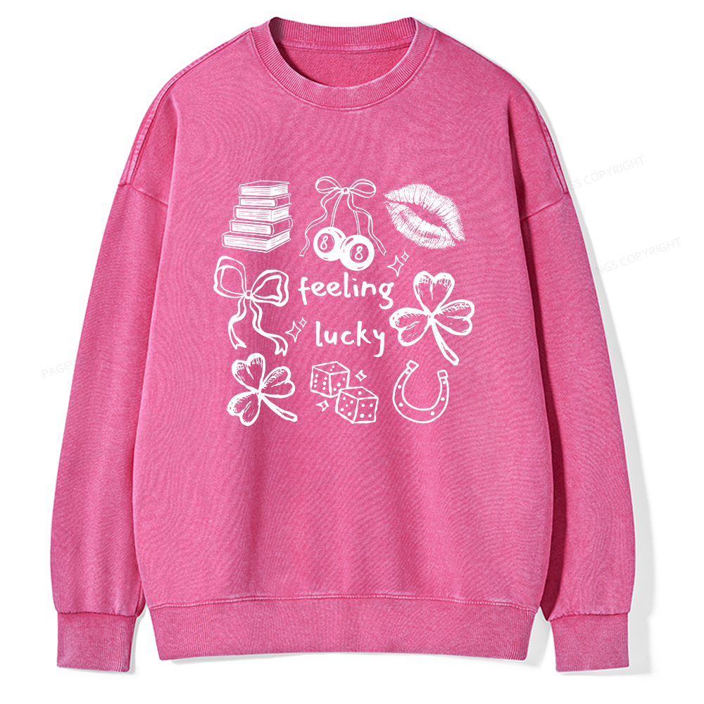 Pagewings Feeling Lucky St. Patrick's Day Washed Sweatshirt