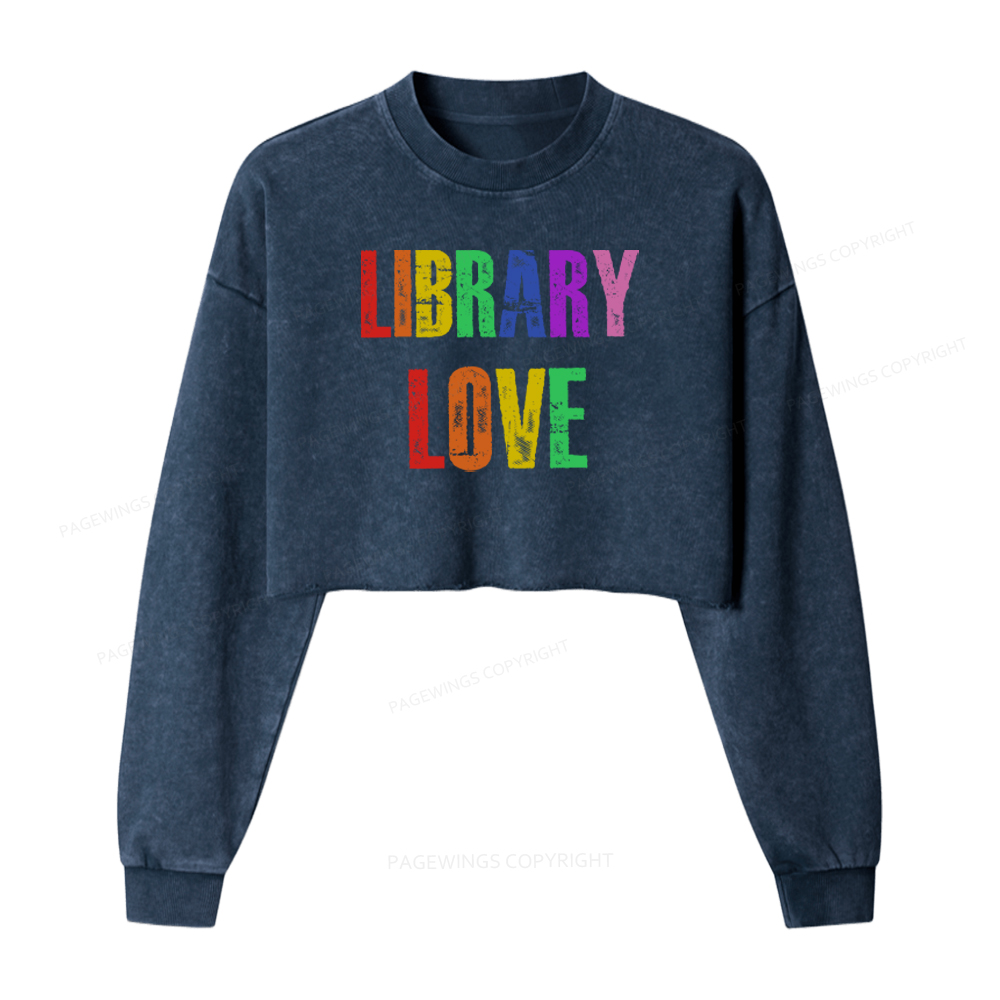 Pagewings Rainbow Library Love Washed Crop Sweatshirt