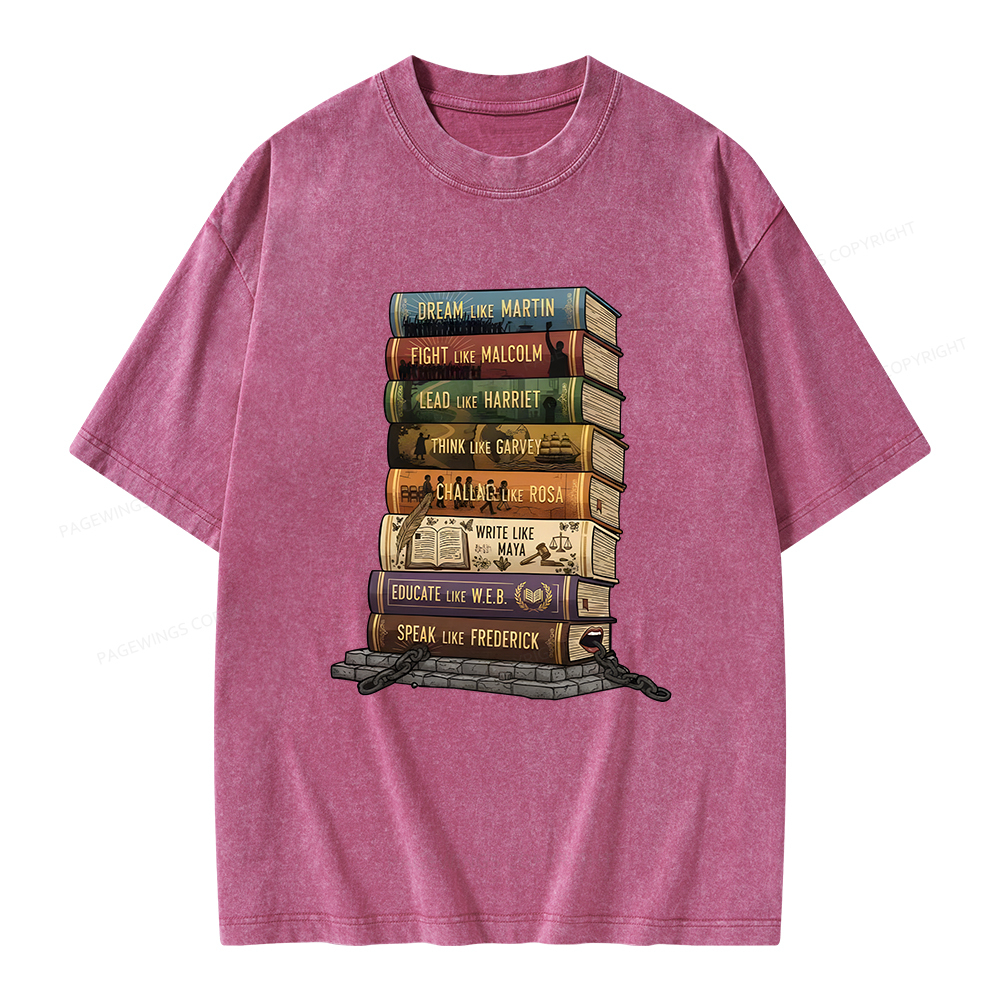 Pagewings Black History Books Unisex Washed T-shirt