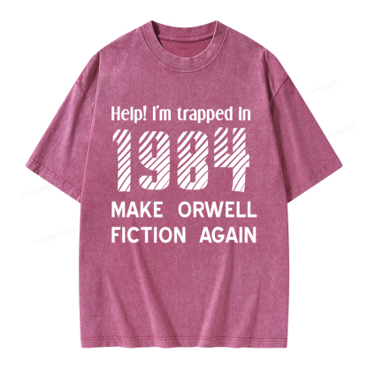 Pagewings Make Orwell Fiction Again Unisex Washed T-shirt
