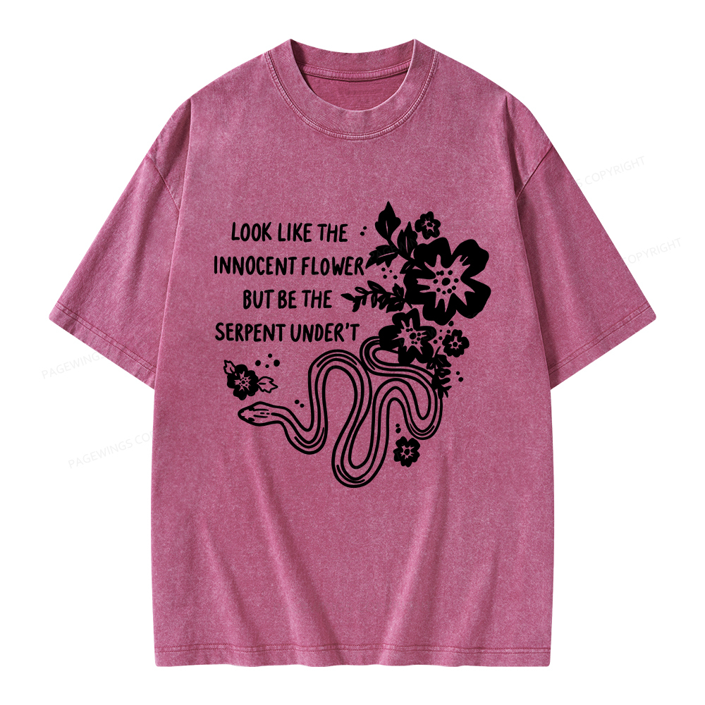 Pagewings Look Like The Innocent Flower Unisex Washed T-shirt