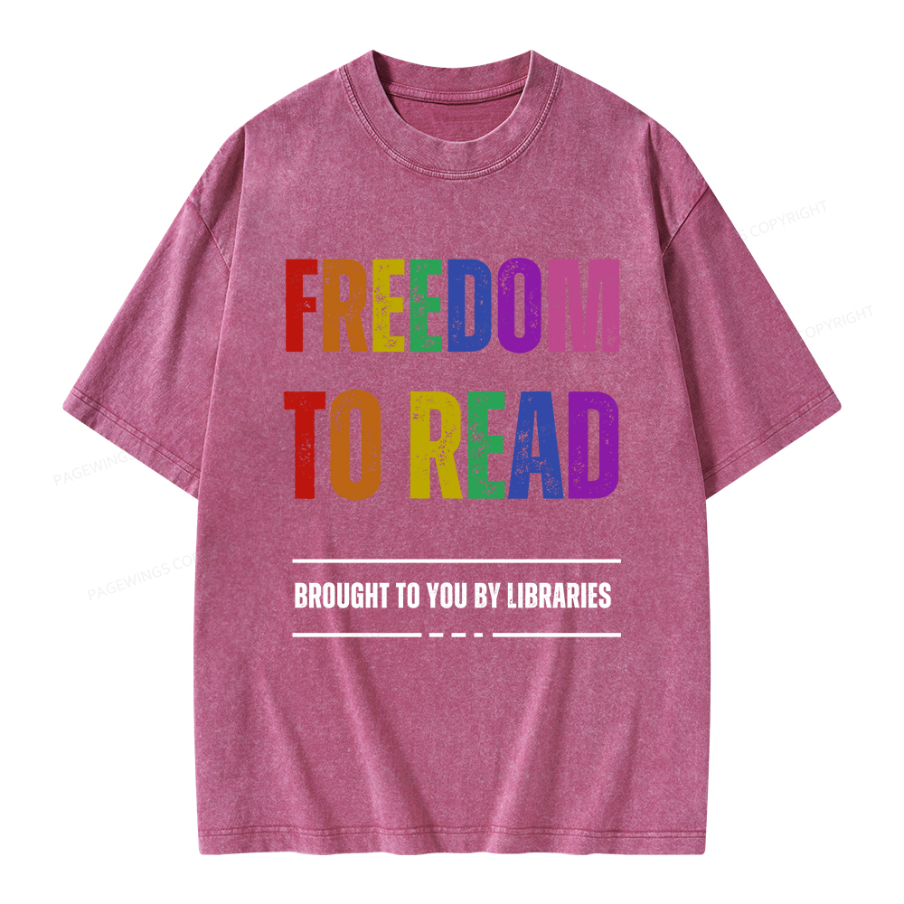 Pagewings Freedom to Read Unisex Washed T-shirt