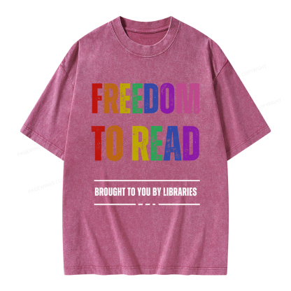 Pagewings Freedom to Read Unisex Washed T-shirt