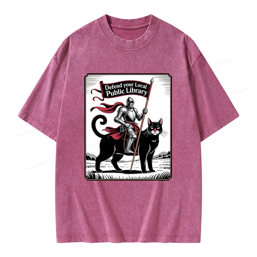 Pagewings Defend Your Local Public Library  Unisex Washed T-shirt
